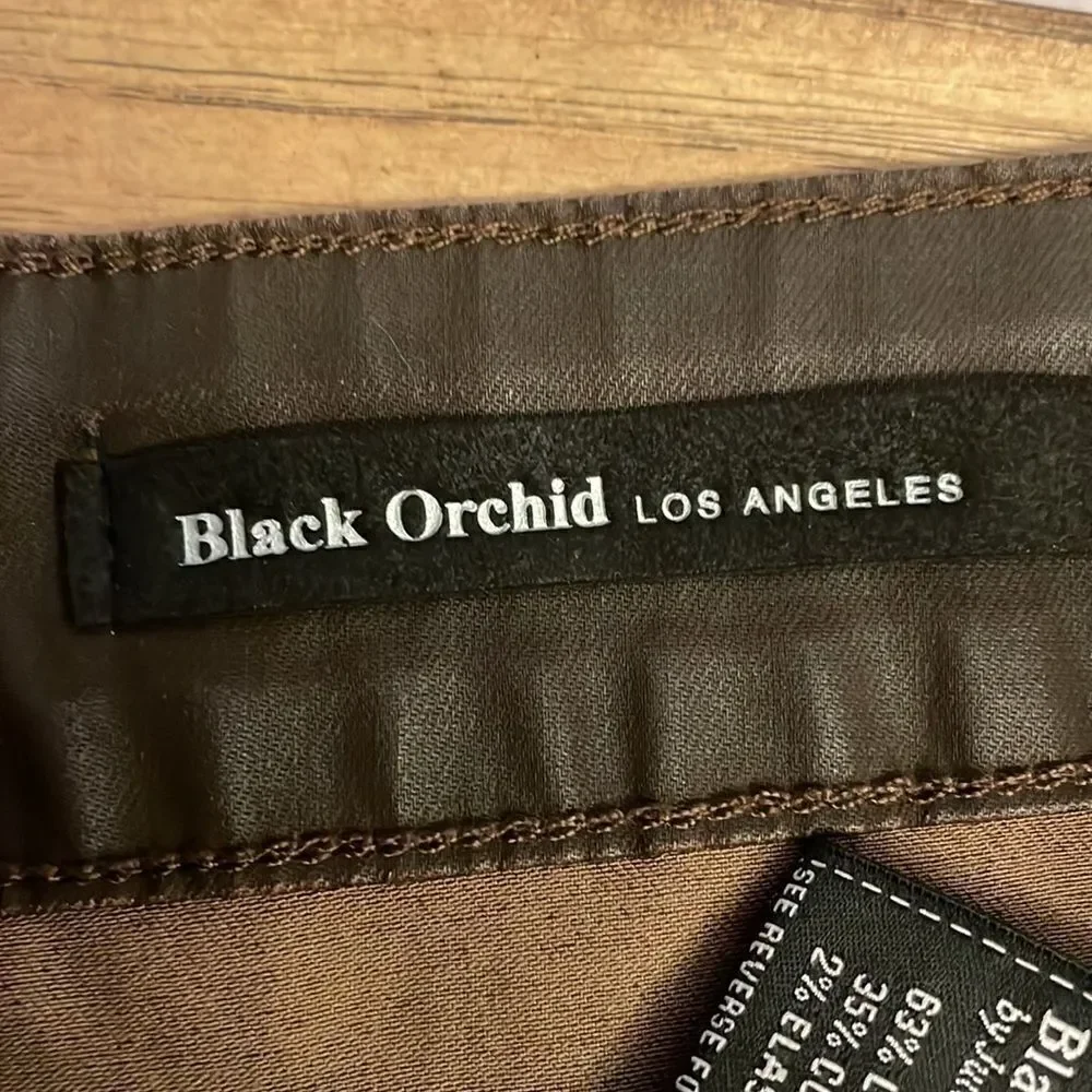 BLACK ORCHID BROWN VEGAN STRETCH LEATHER SKINNY LEG.  NEW - Picture 11 of 14